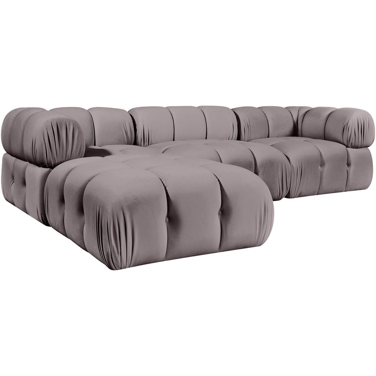 Orin Taupe Velvet Performance Fabric Upholstered 4 Piece Modular Sectional Sofa