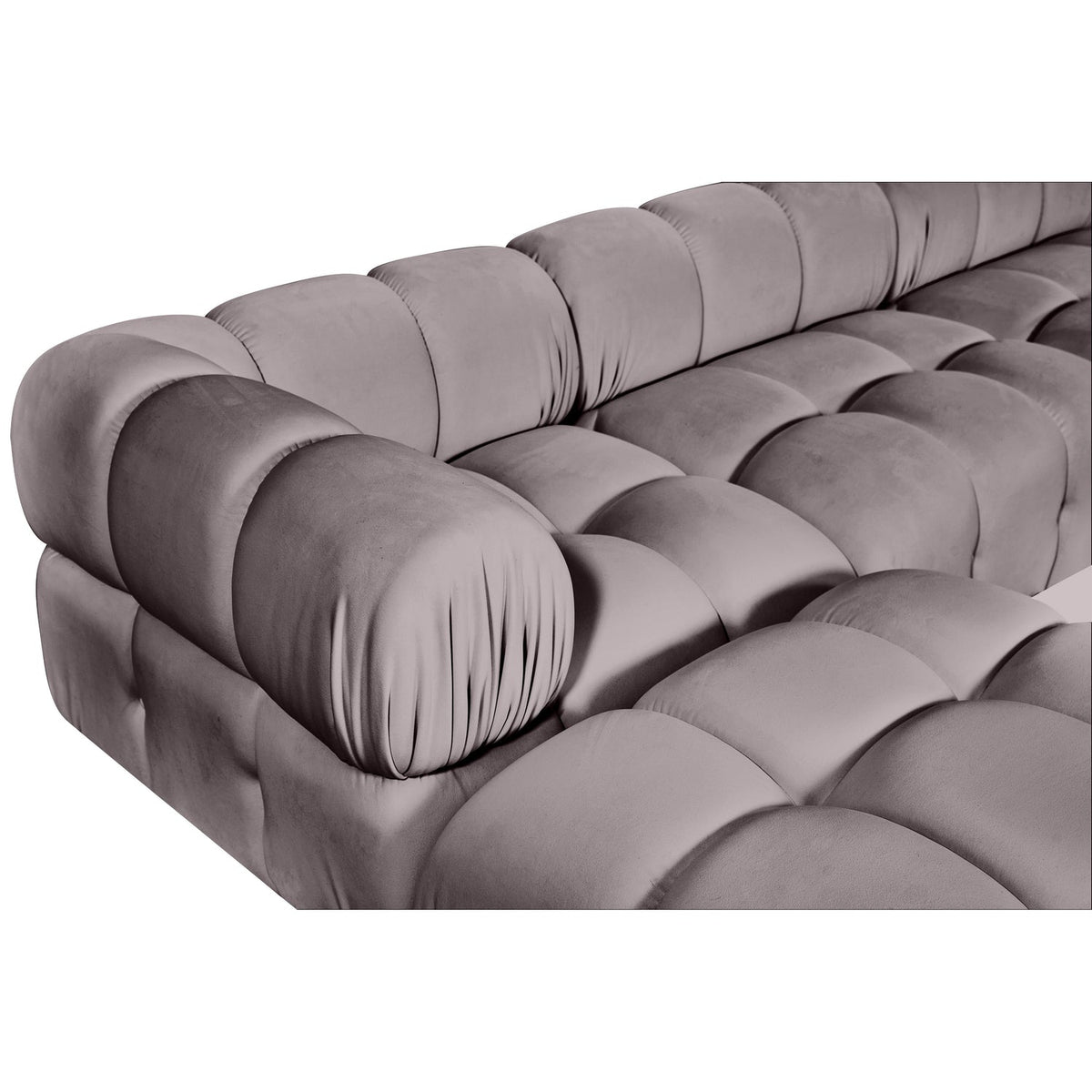 Orin Taupe Velvet Performance Fabric Upholstered 4 Piece Modular Sectional Sofa