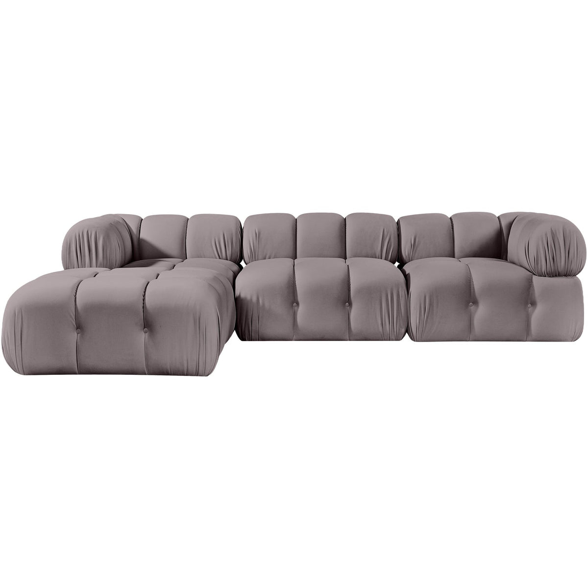 Orin Taupe Velvet Performance Fabric Upholstered 4 Piece Modular Sectional Sofa