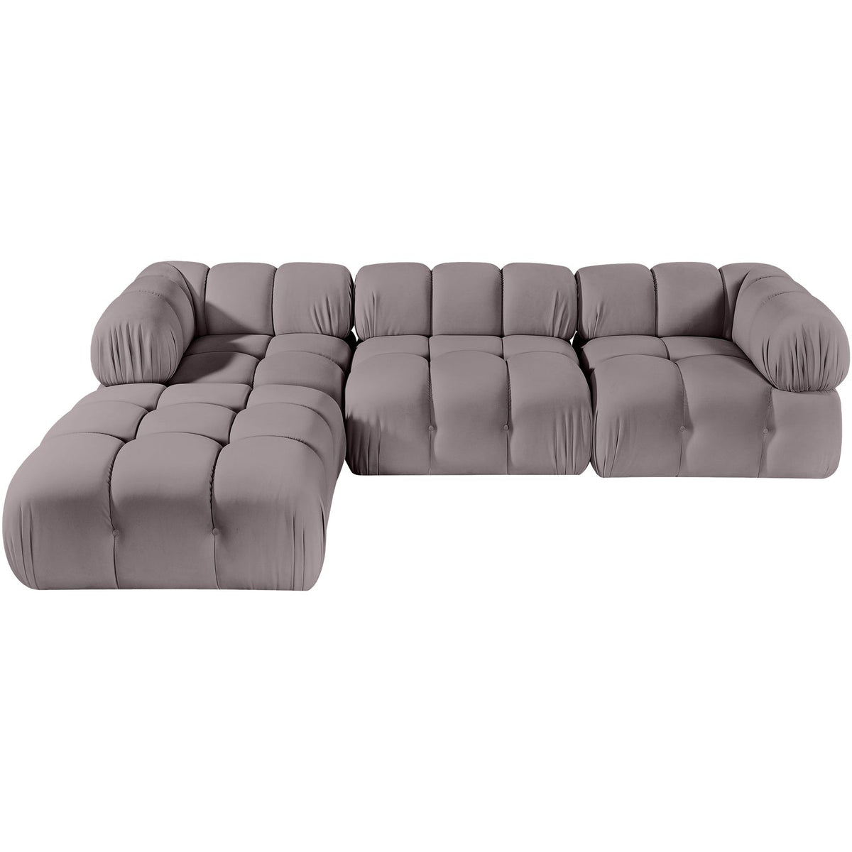 Orin Taupe Velvet Performance Fabric Upholstered 4 Piece Modular Sectional Sofa