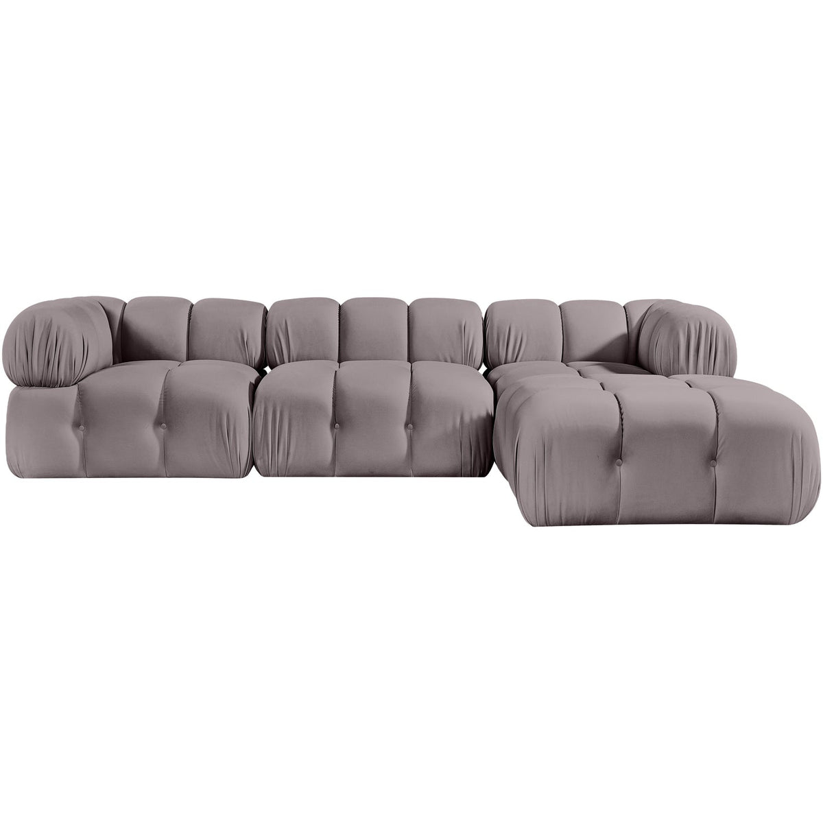 Orin Taupe Velvet Performance Fabric Upholstered 4 Piece Modular Sectional Sofa