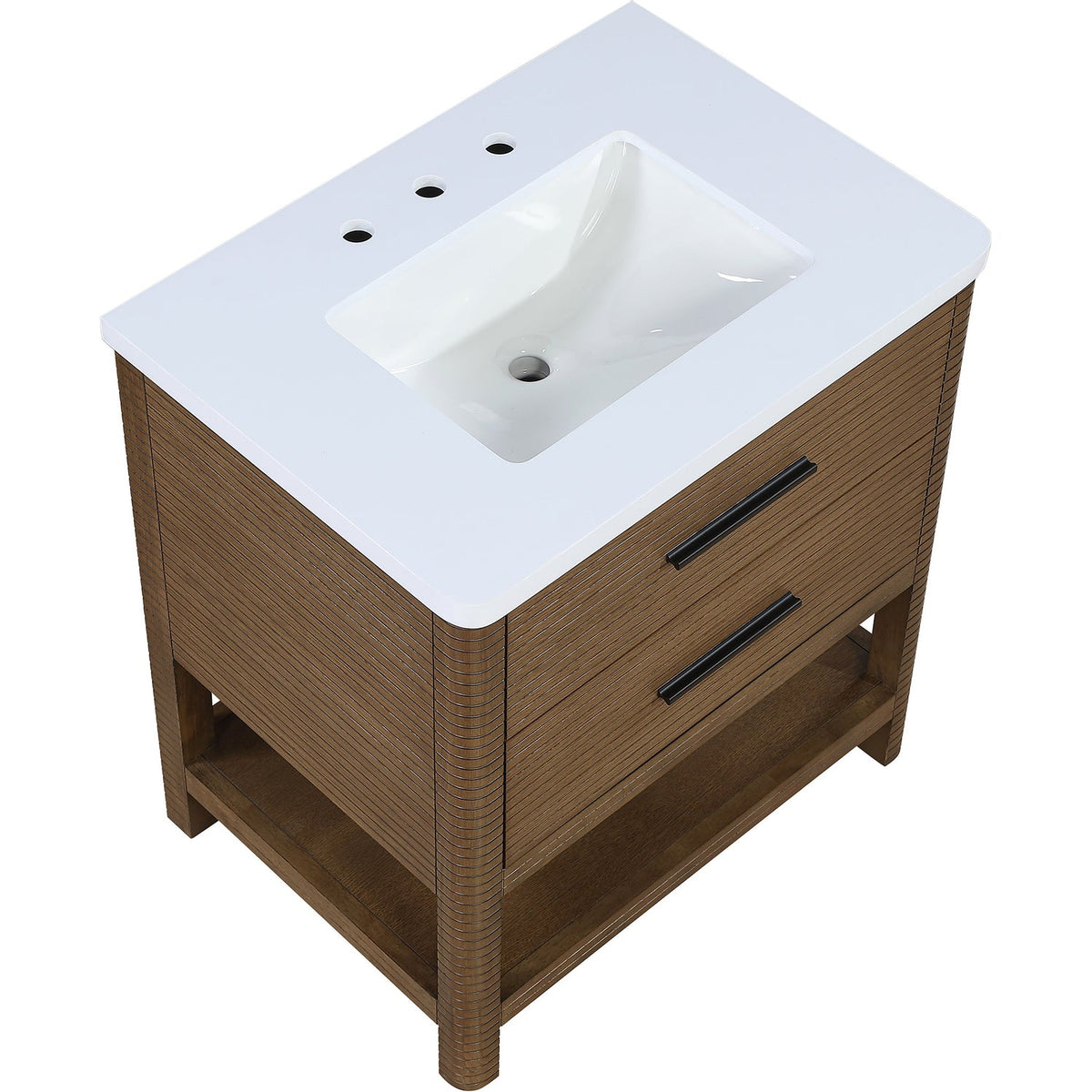 Oakwell 30in Brown Engineered Stone And Solid Wood Bathroom Vanity