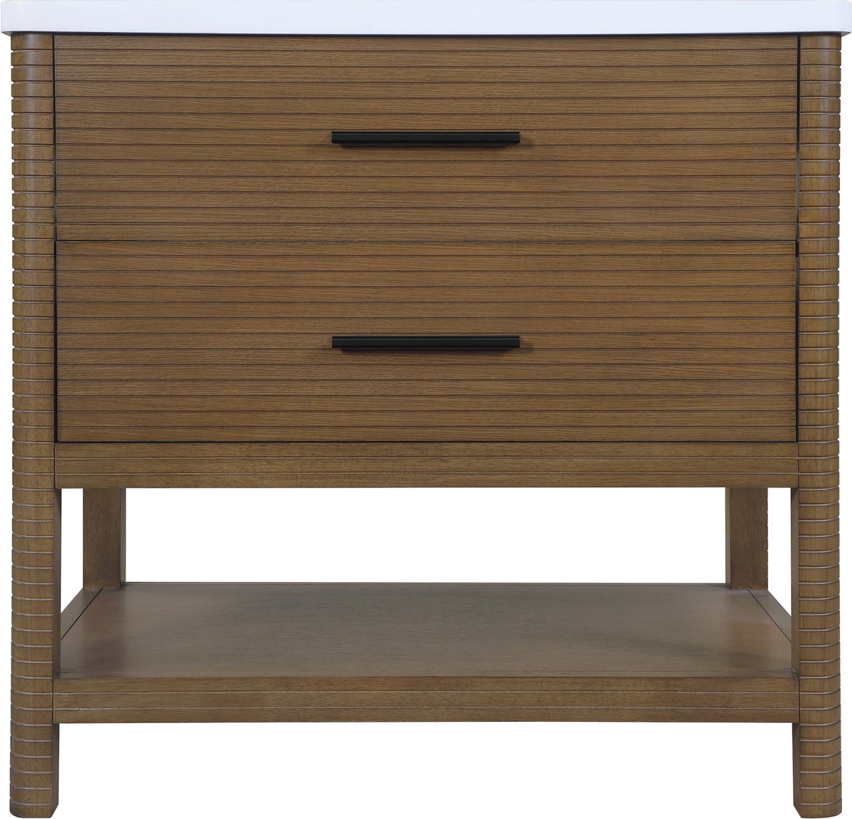 Oakwell 36in Brown Engineered Stone And Solid Wood Bathroom Vanity
