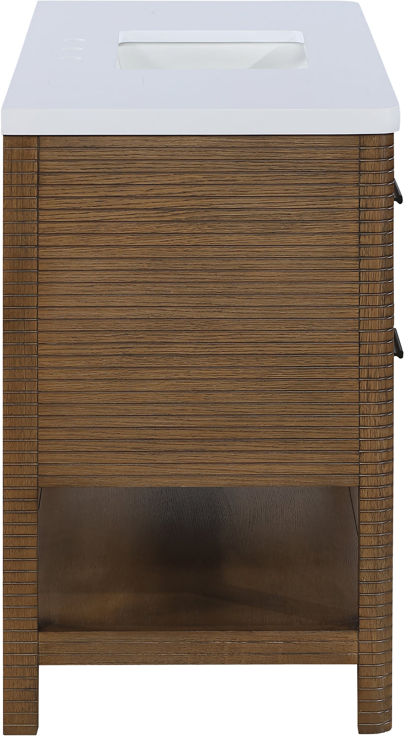 Oakwell 48in Brown Engineered Stone And Solid Wood Bathroom Vanity