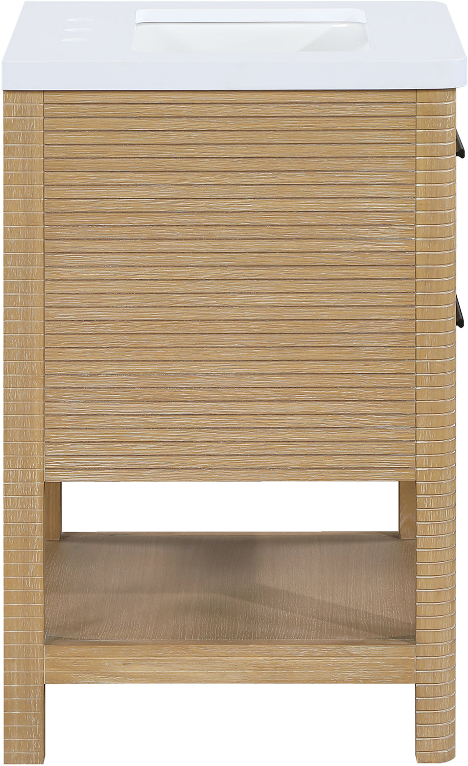 Oakwell 24in Natural Engineered Stone And Solid Wood Bathroom Vanity