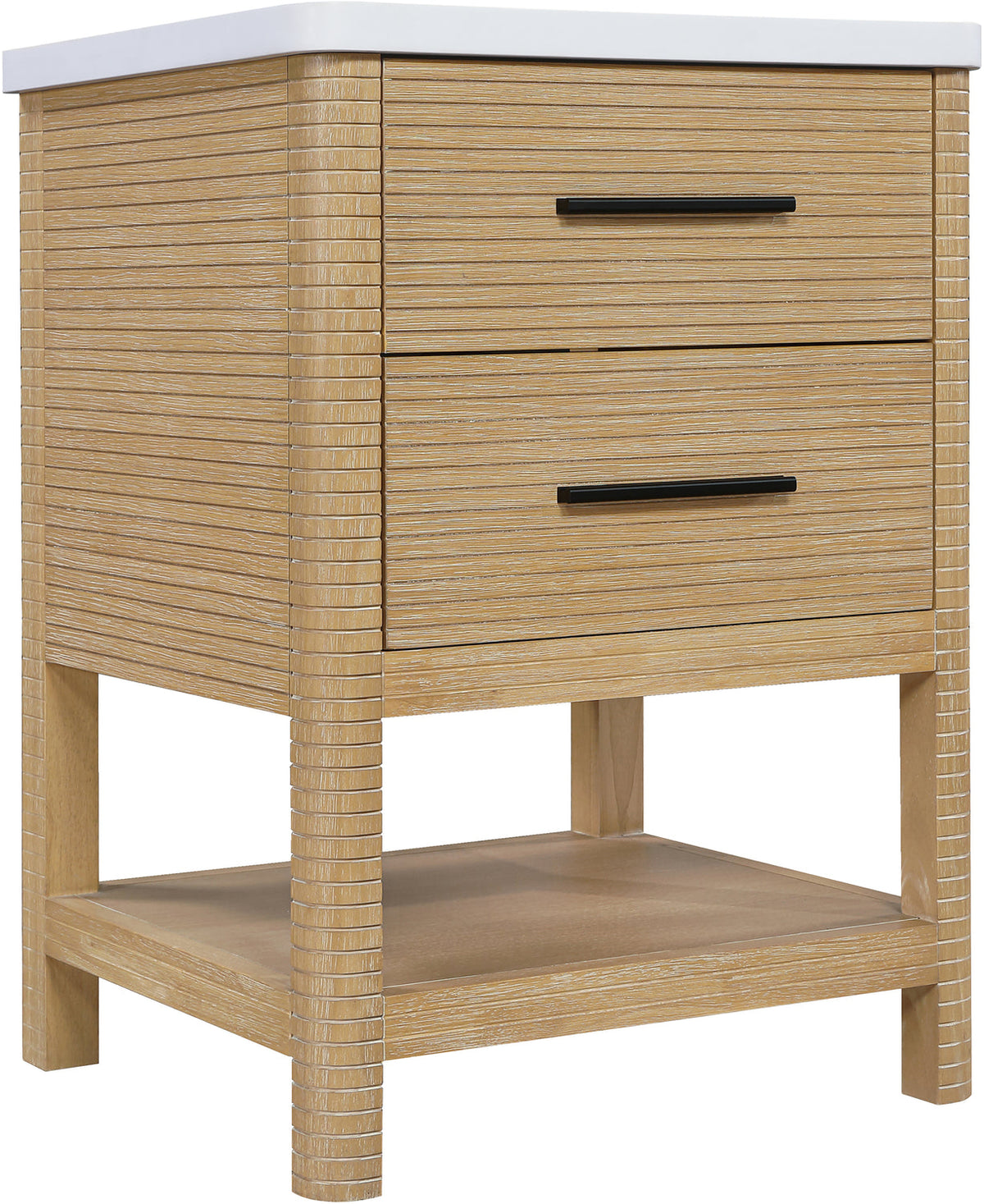 Oakwell 24in Natural Engineered Stone And Solid Wood Bathroom Vanity