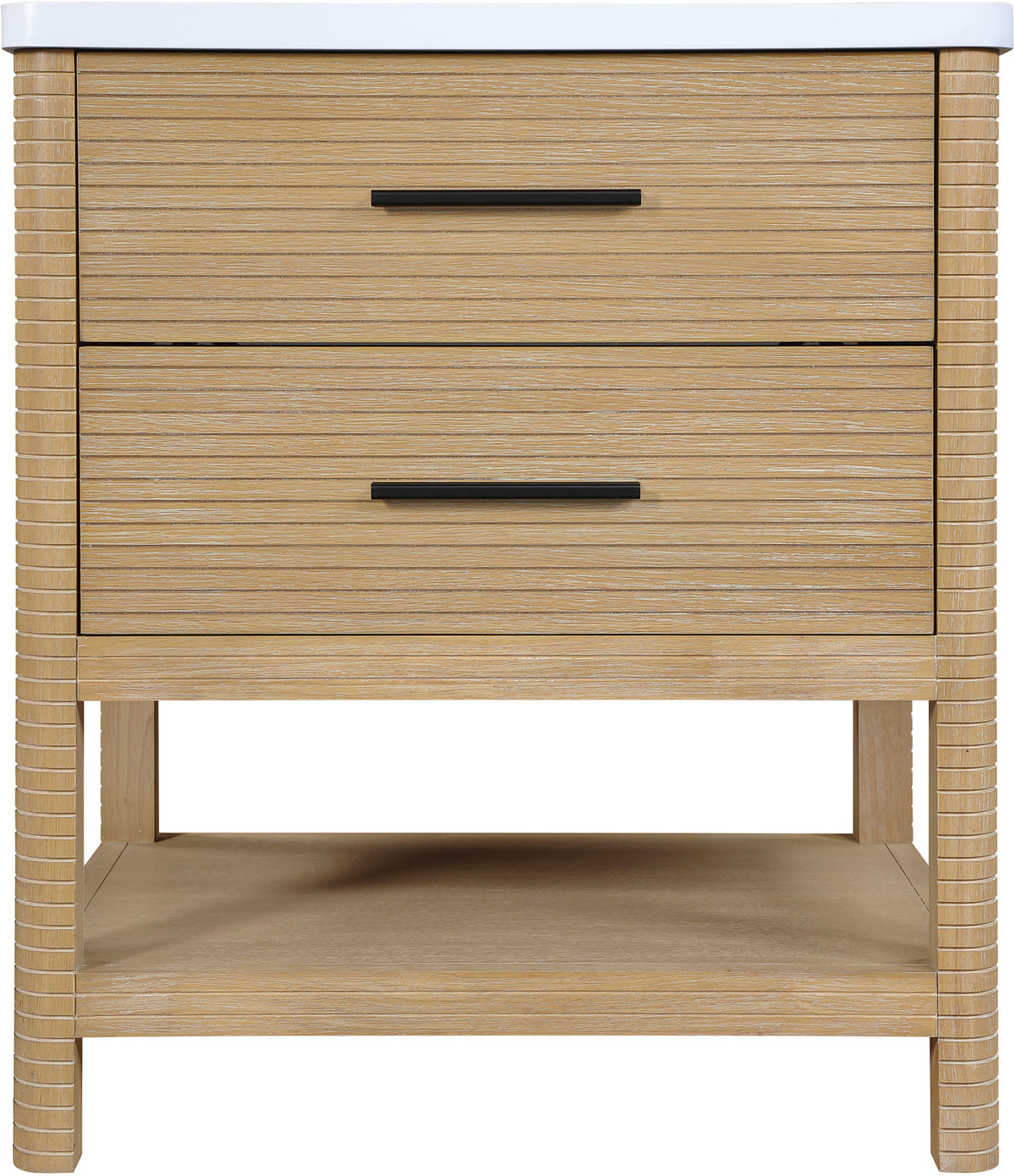 Oakwell 30in Natural Engineered Stone And Solid Wood Bathroom Vanity
