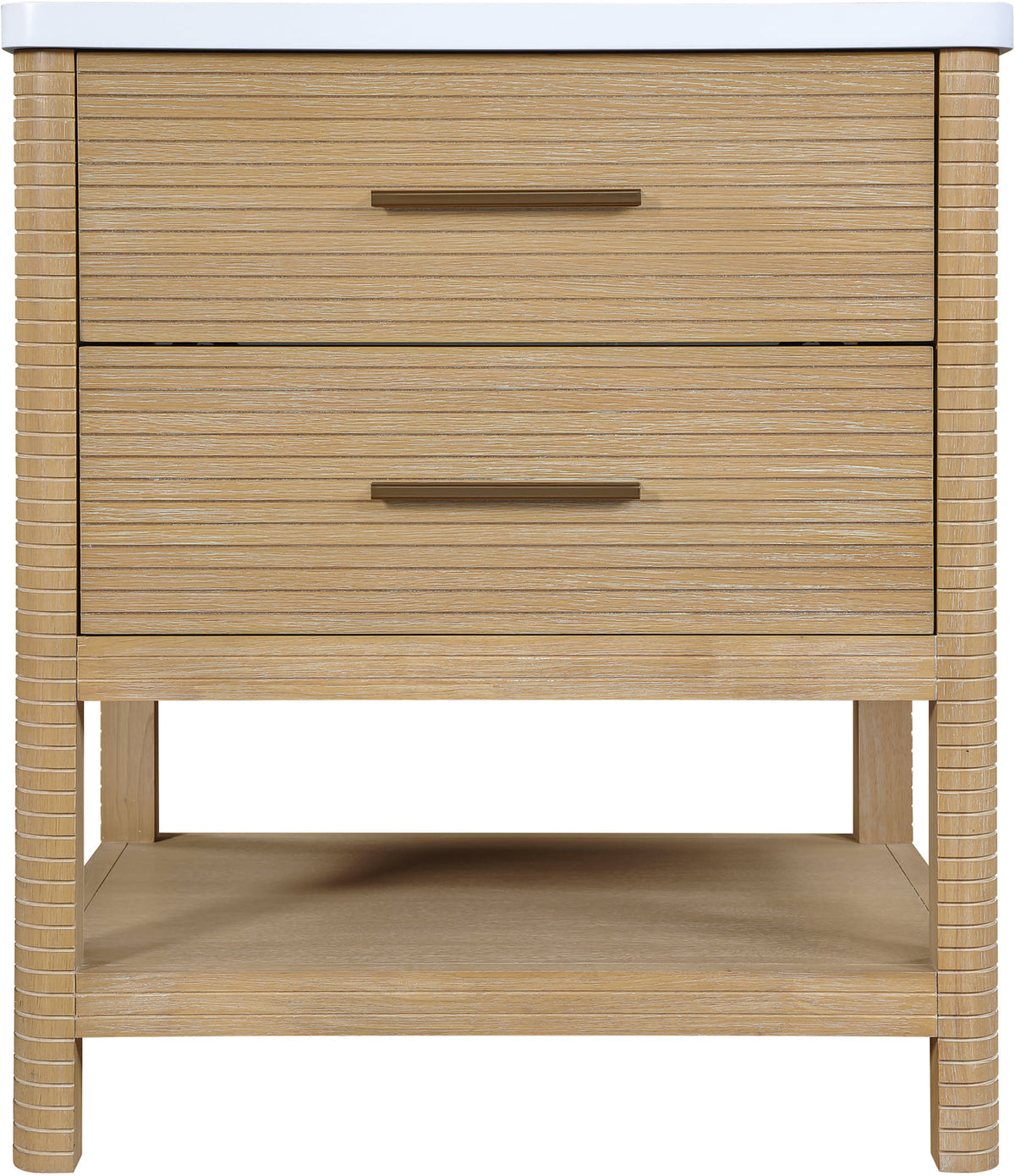 Oakwell 30in Natural Engineered Stone And Solid Wood Bathroom Vanity