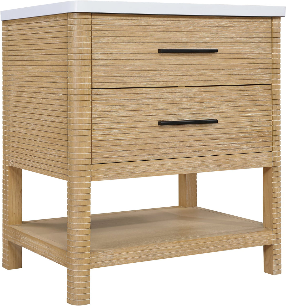 Oakwell 30in Natural Engineered Stone And Solid Wood Bathroom Vanity