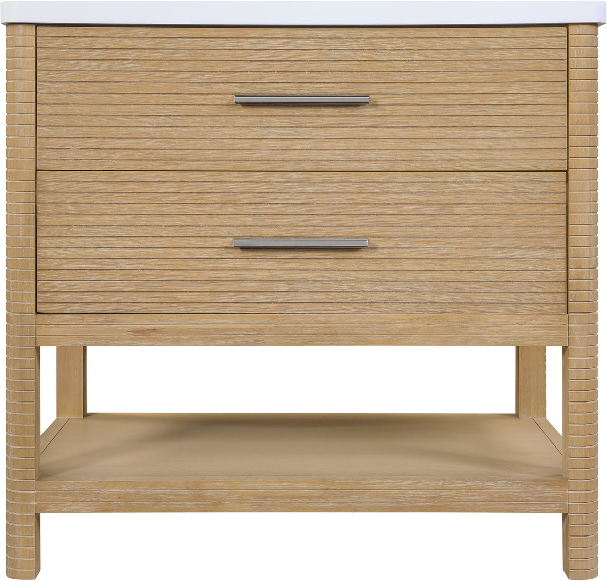 Oakwell 36in Natural Engineered Stone And Solid Wood Bathroom Vanity