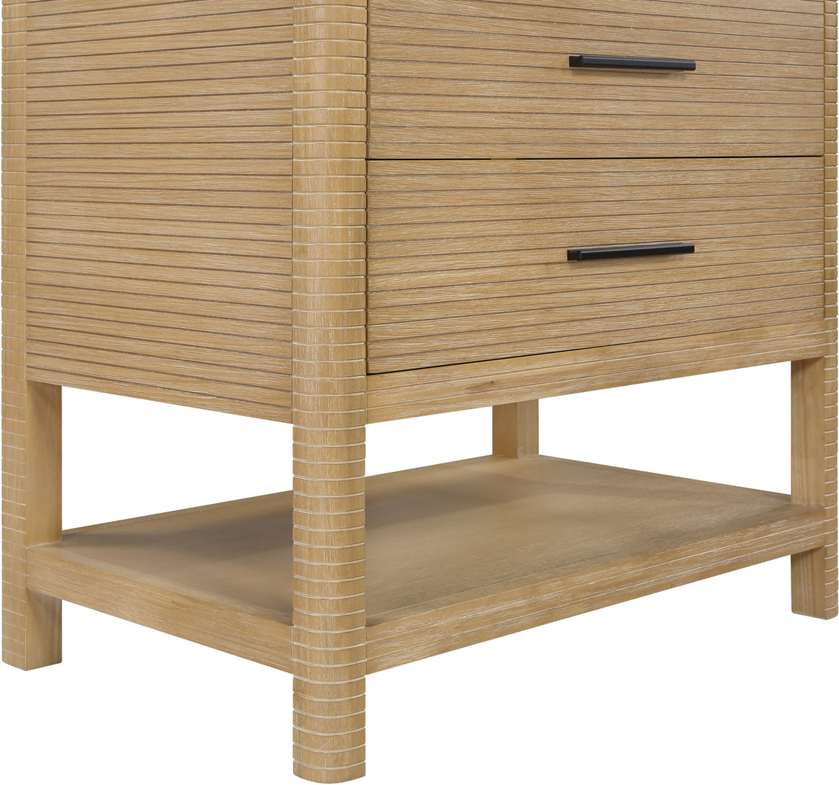 Oakwell 36in Natural Engineered Stone And Solid Wood Bathroom Vanity