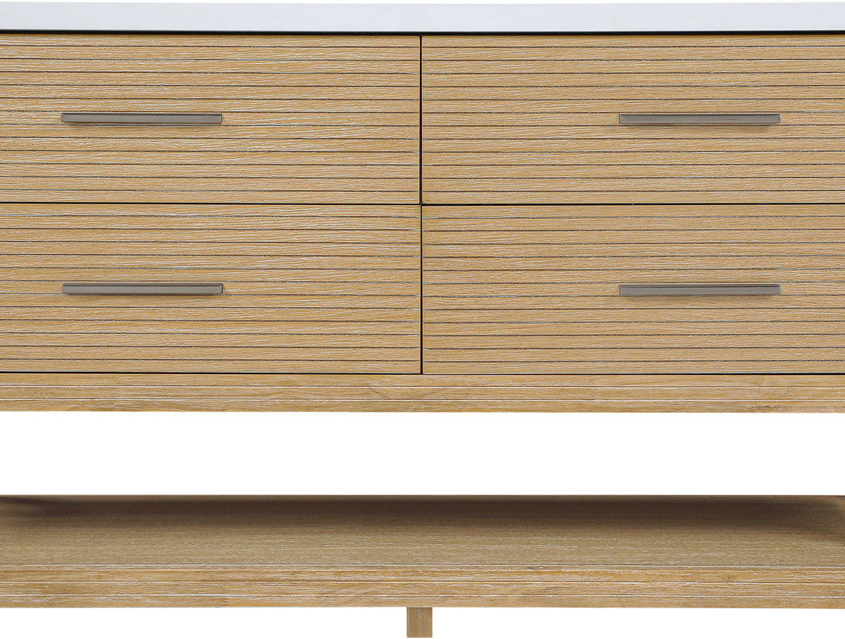 Oakwell 60in Natural Engineered Stone And Solid Wood Bathroom Vanity