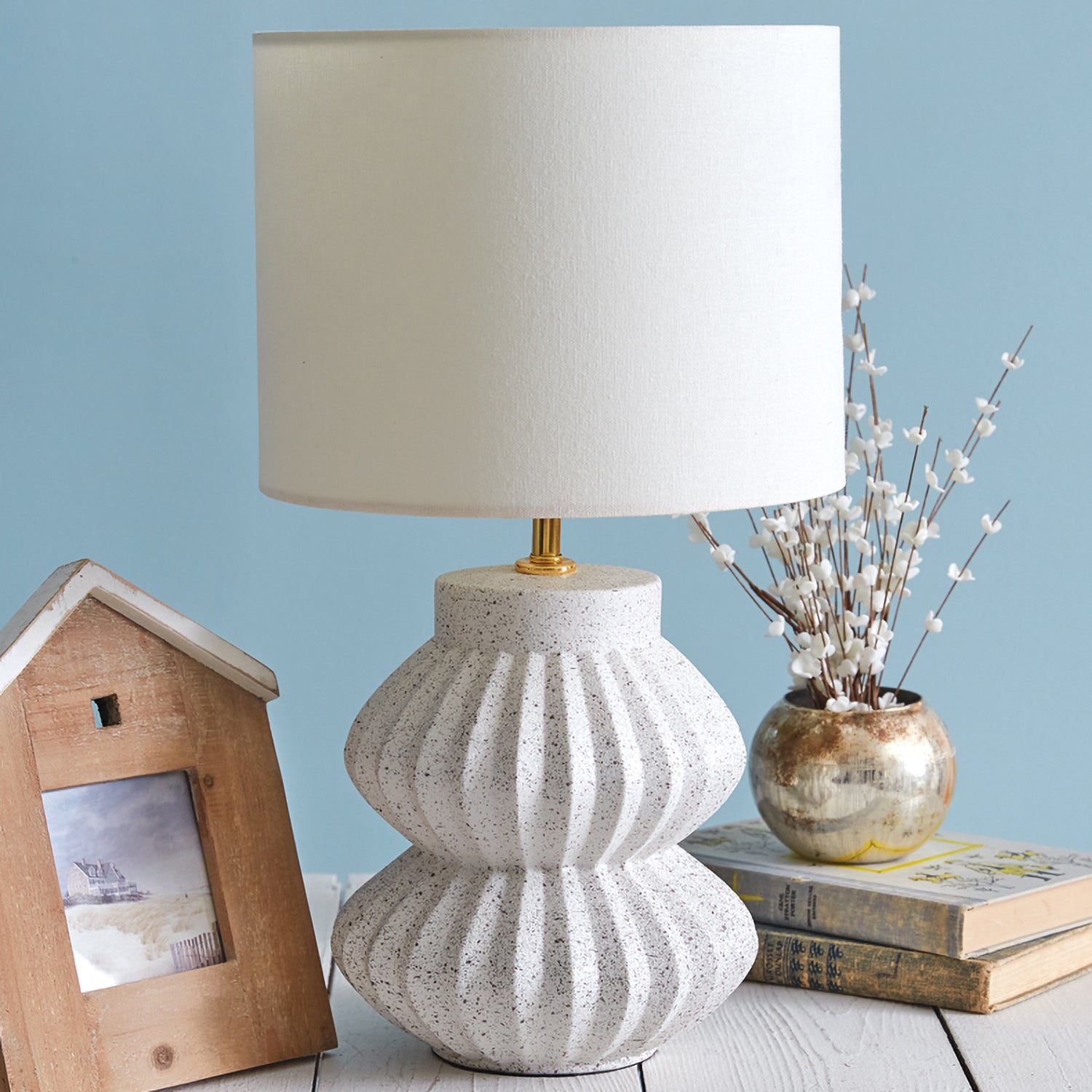 Scalloped Resin Table Lamp Set of 2