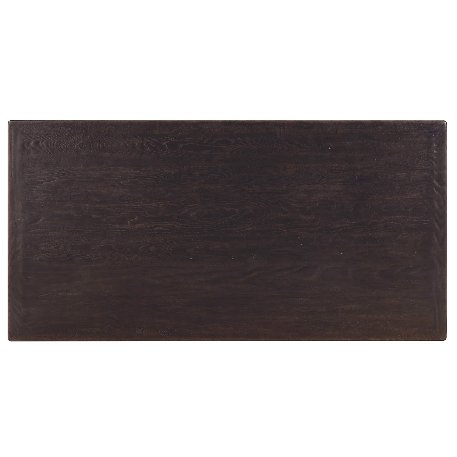 Detail of the Driftwood Burnt Timber Executive Desk hardware and drawer construction