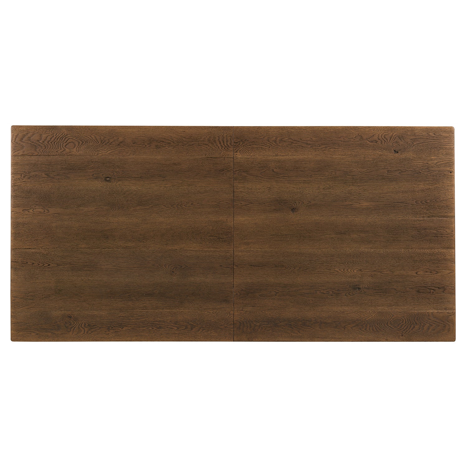 Detail of the Driftwood Worn Saddle Rectangle Dining Table with Two 20-inch Leaves hardware and drawer construction