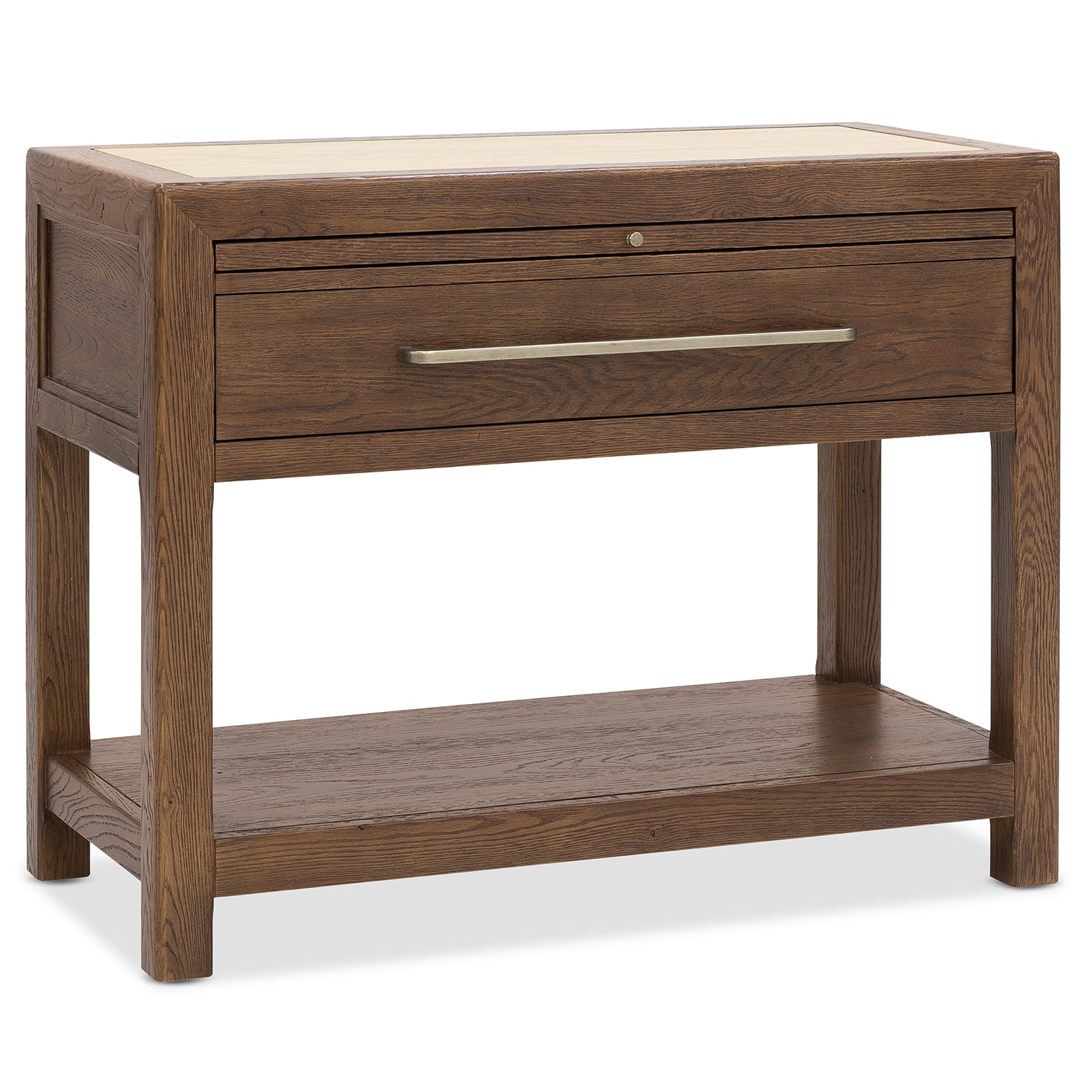 Hooker Furniture Driftwood Worn Saddle One-Drawer Nightstand with Stone