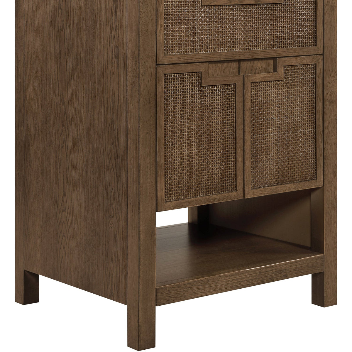 Soren 24in Brown Genuine Carrara Marble Cane And Solid Wood Bathroom Vanity