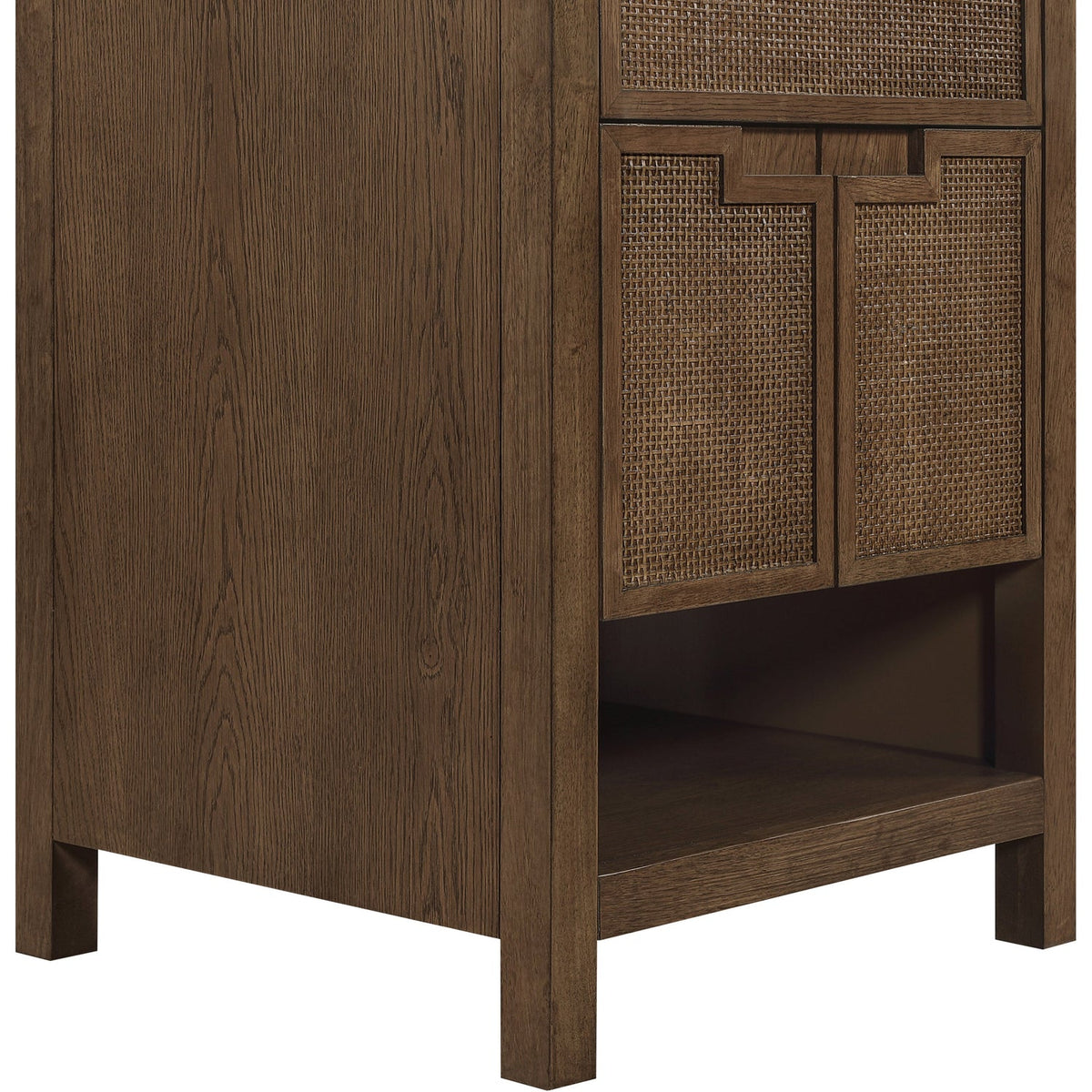 Soren 24in Brown Genuine Carrara Marble Cane And Solid Wood Bathroom Vanity
