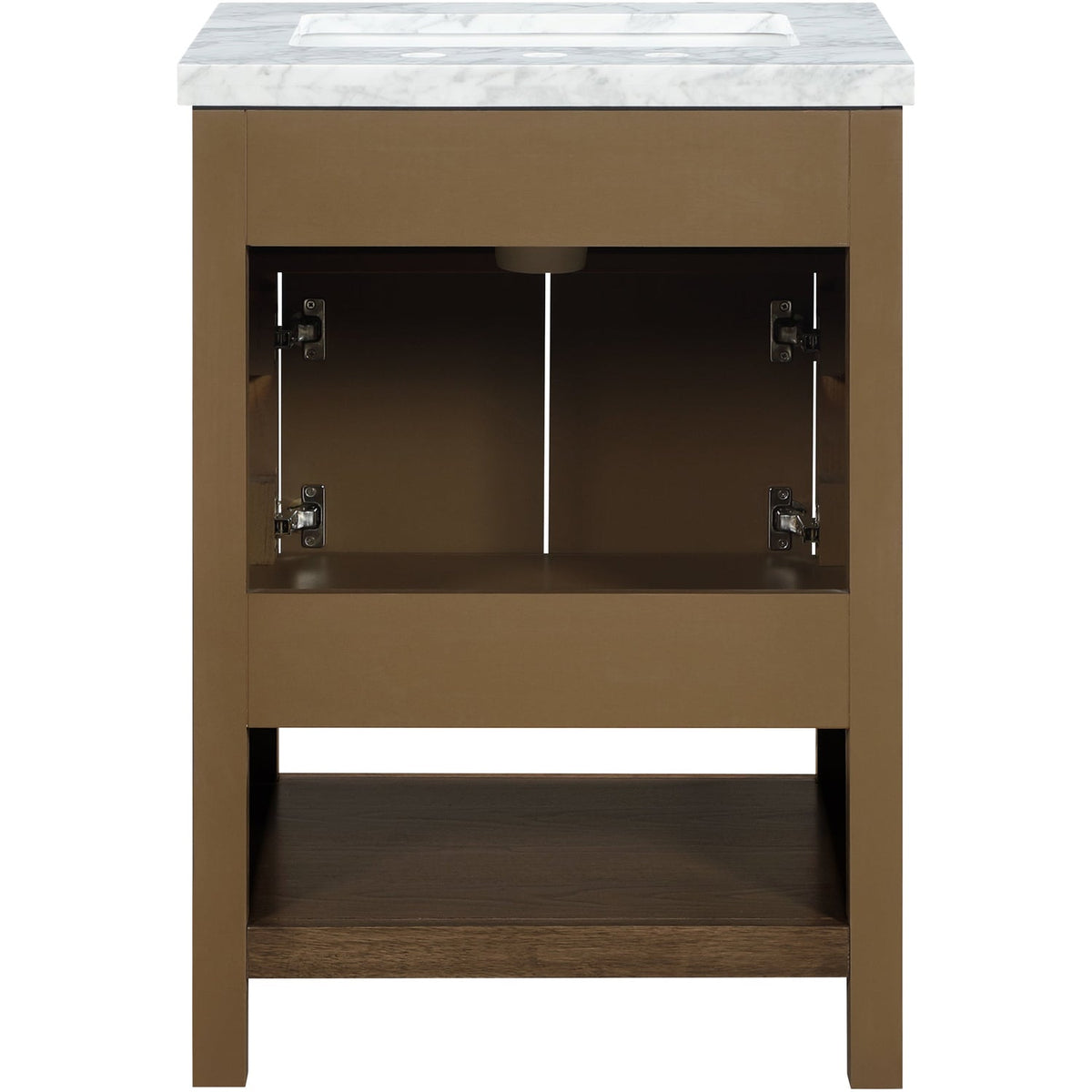 Soren 24in Brown Genuine Carrara Marble Cane And Solid Wood Bathroom Vanity