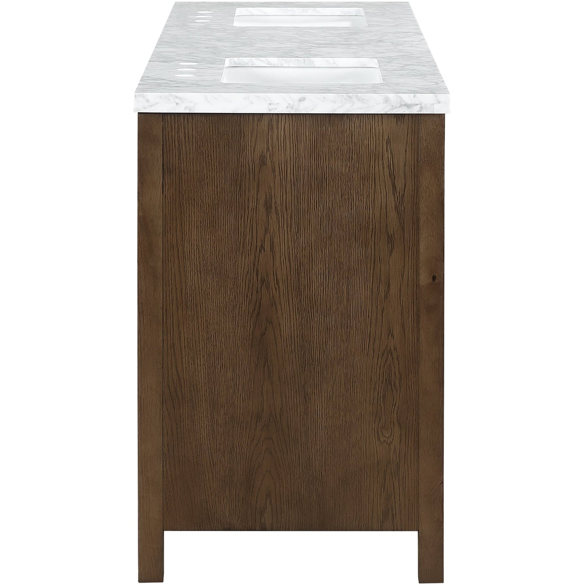 Soren 72in Brown Genuine Carrara Marble Cane And Solid Wood Bathroom Vanity