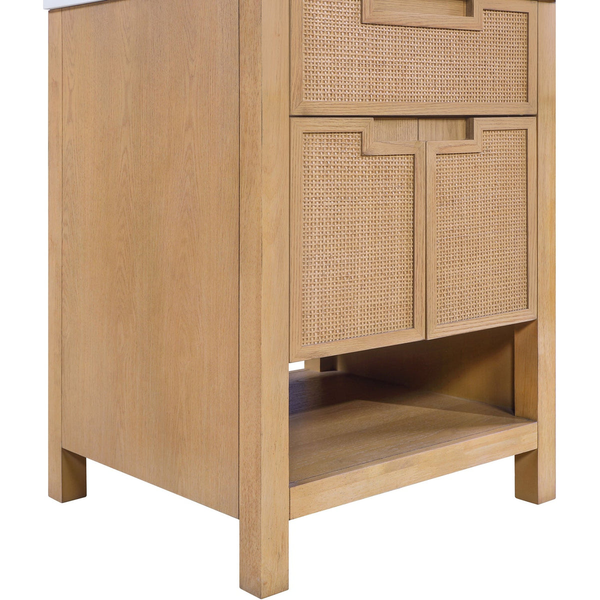 Soren 24in Natural Engineered Stone Cane And Solid Wood Bathroom Vanity