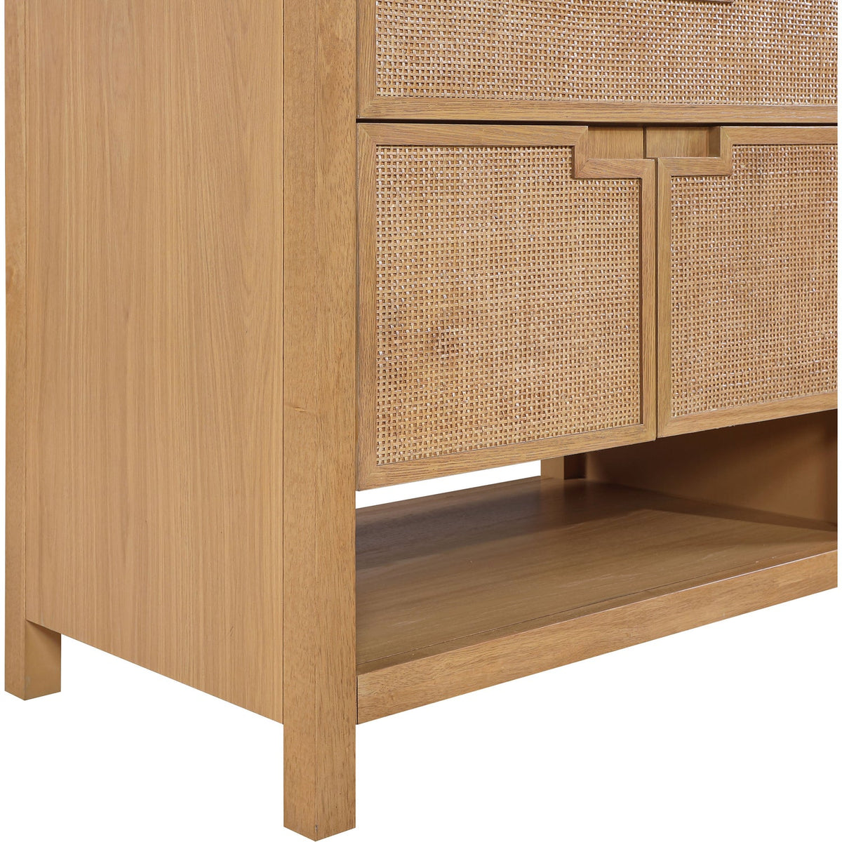 Soren 36in Natural Engineered Stone Cane And Solid Wood Bathroom Vanity