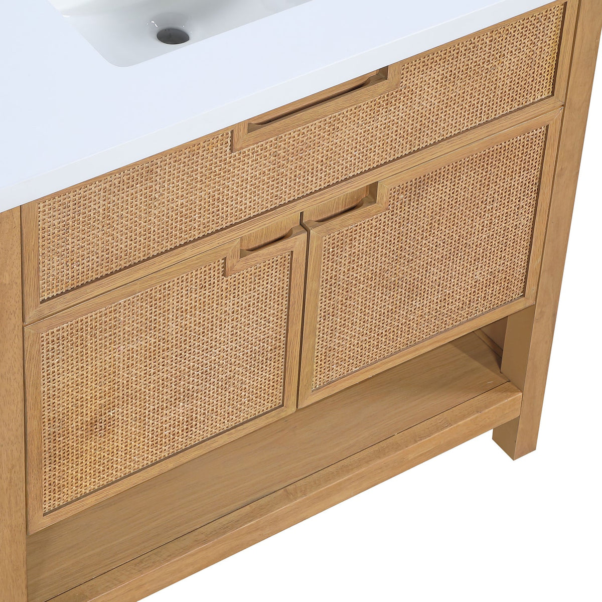 Soren 36in Natural Engineered Stone Cane And Solid Wood Bathroom Vanity