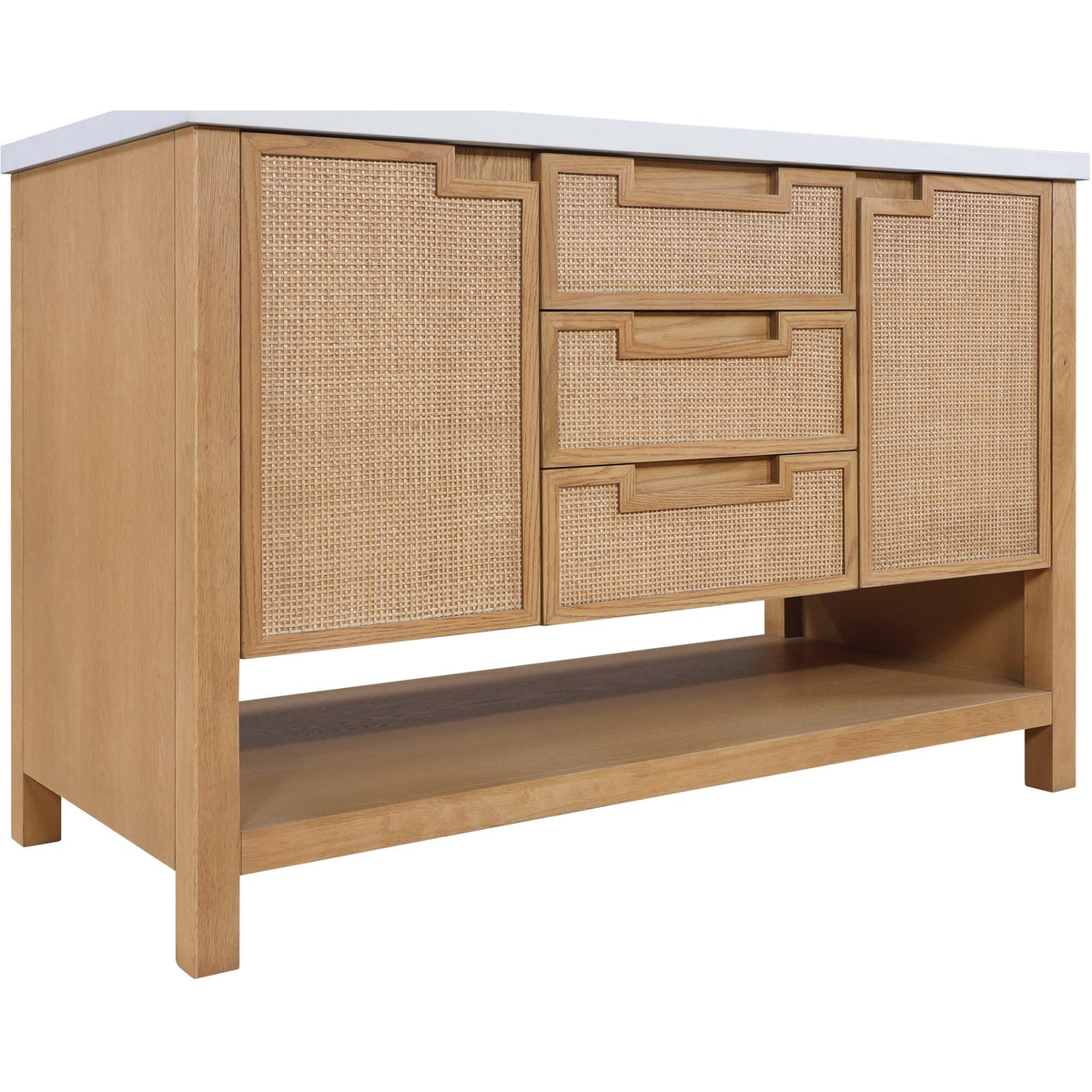Soren 48in Natural Engineered Stone Cane And Solid Wood Bathroom Vanity