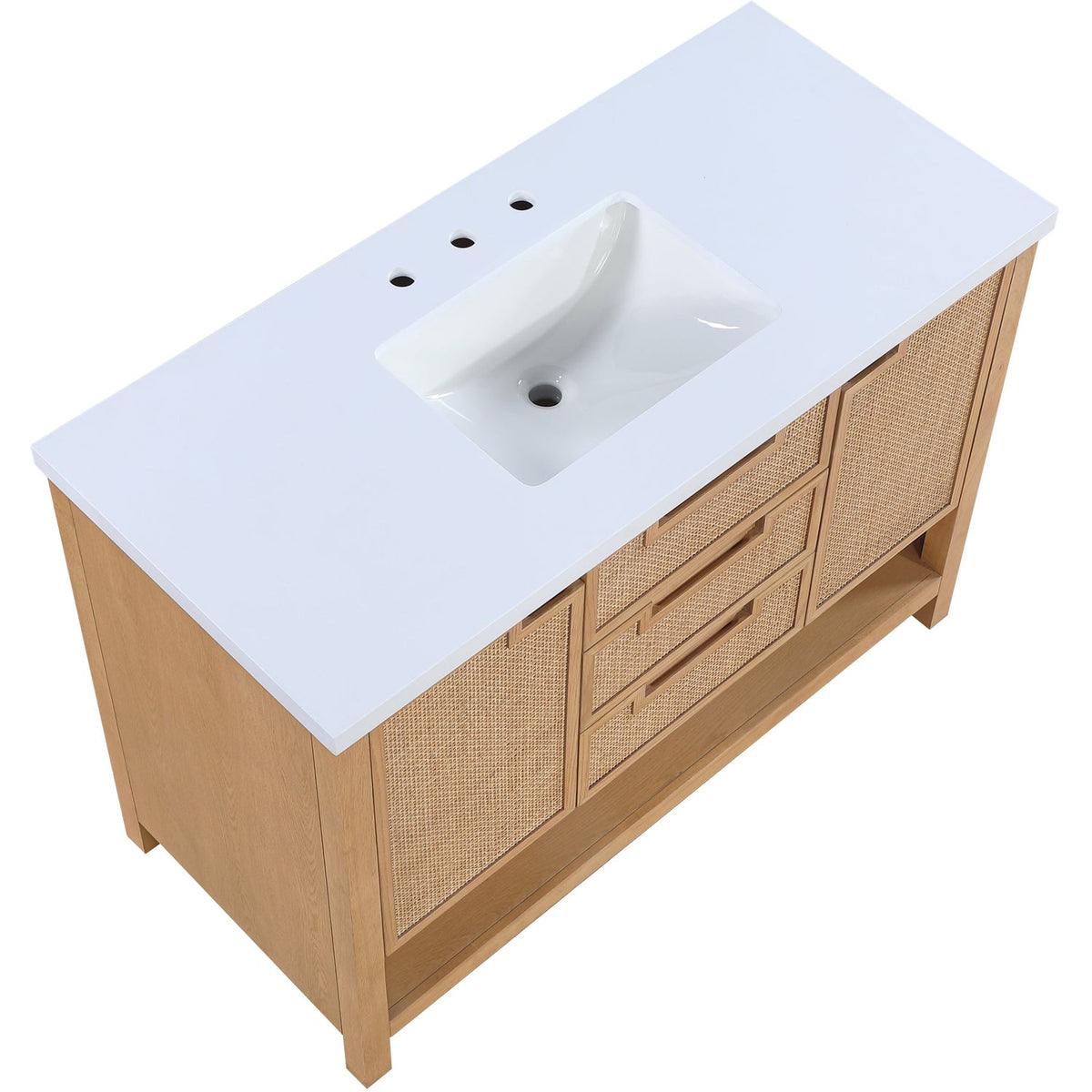 Soren 48in Natural Engineered Stone Cane And Solid Wood Bathroom Vanity