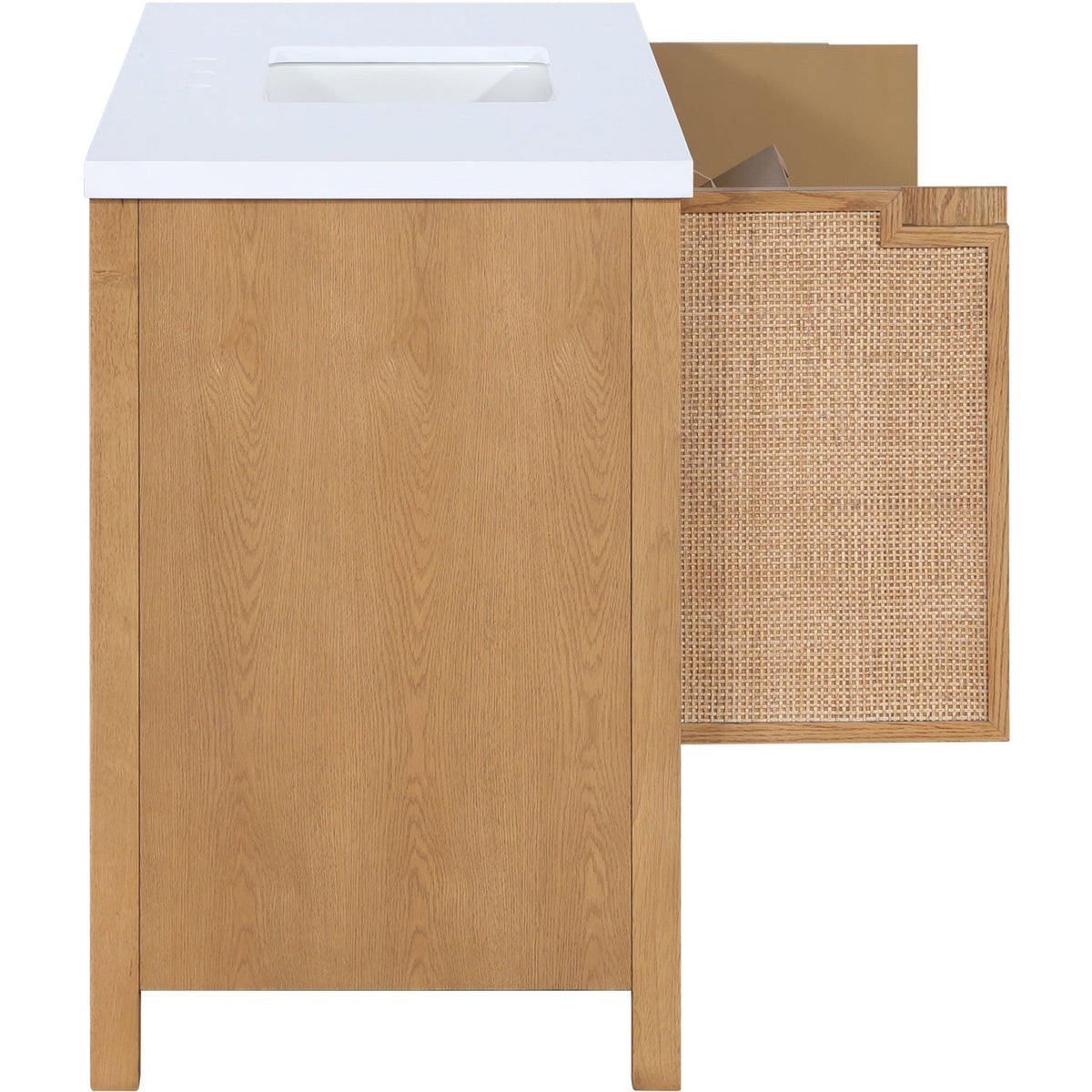 Soren 48in Natural Engineered Stone Cane And Solid Wood Bathroom Vanity