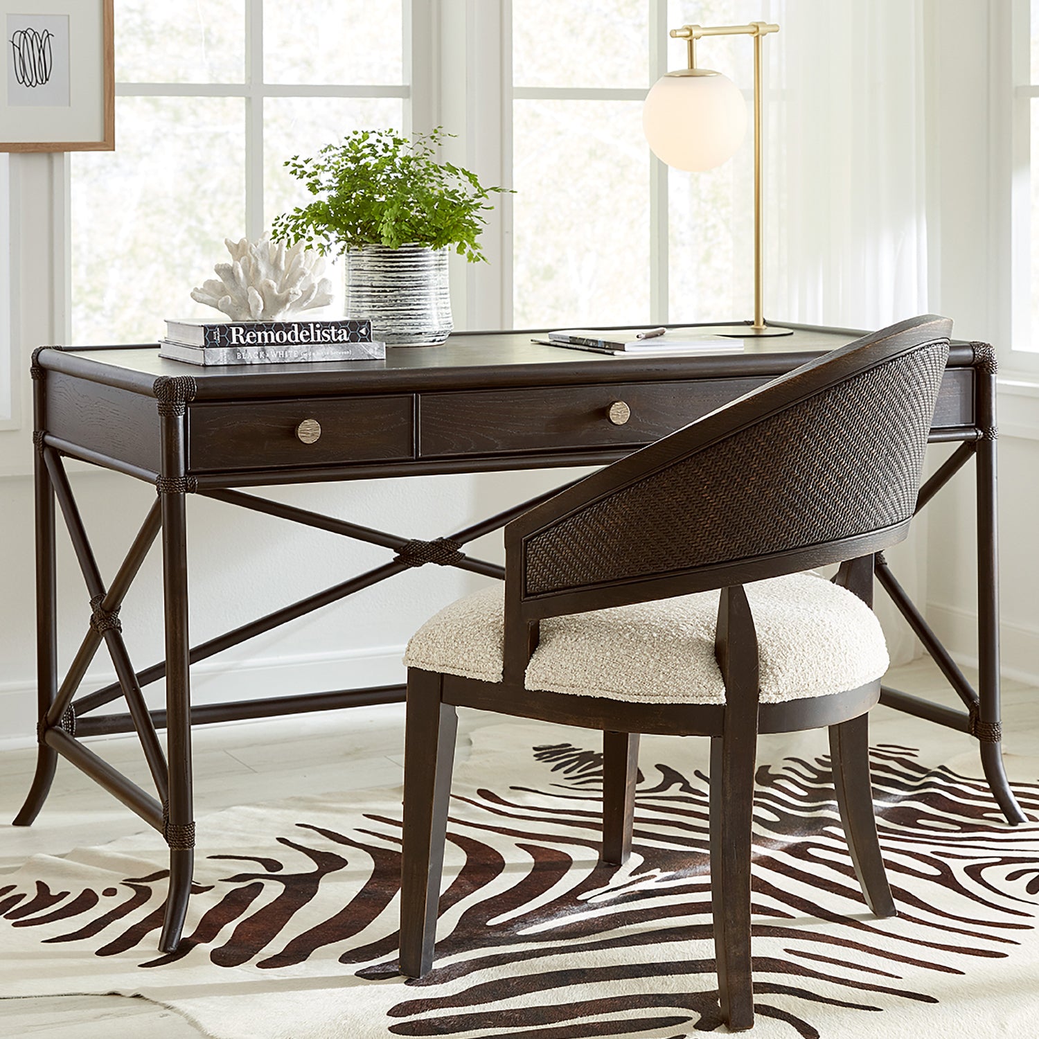 Hooker Furniture Retreat Pole Rattan Writing Desk