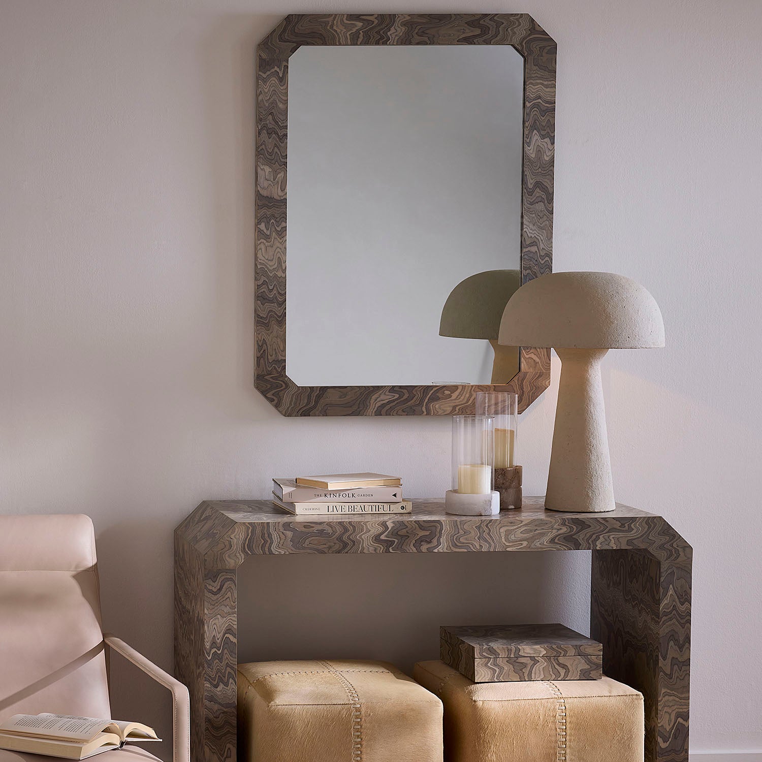 Jamie Young Ravine Sand Grey Veneer Wall Mirror