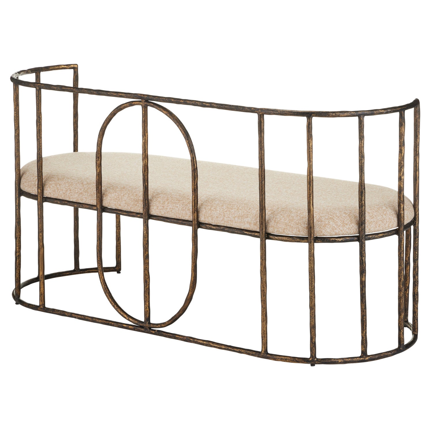 Currey & Co Euclid Boucle Seashell Bench