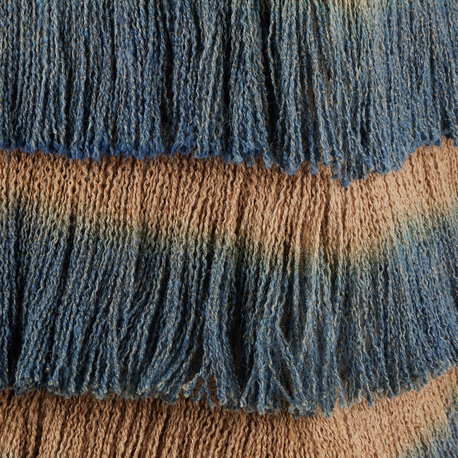 Currey & Co Jute Blue Fringe Ottoman