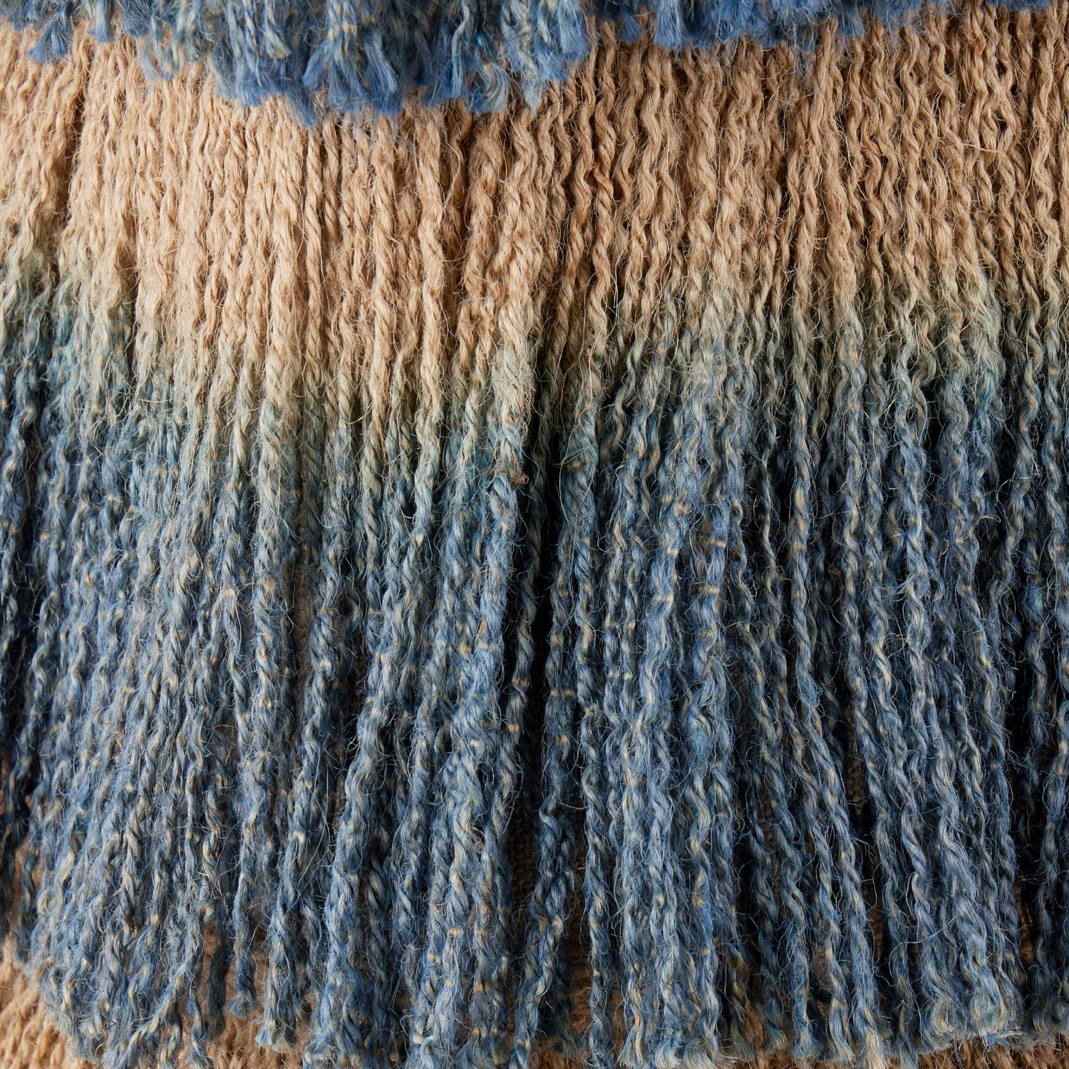 Currey & Co Jute Blue Fringe Ottoman