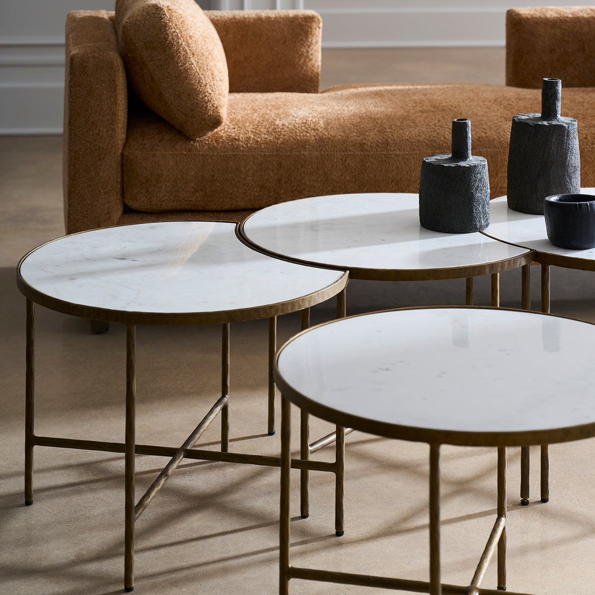 Fairfield Chair Sundries Carrara Marble Bunching Cocktail Table Set
