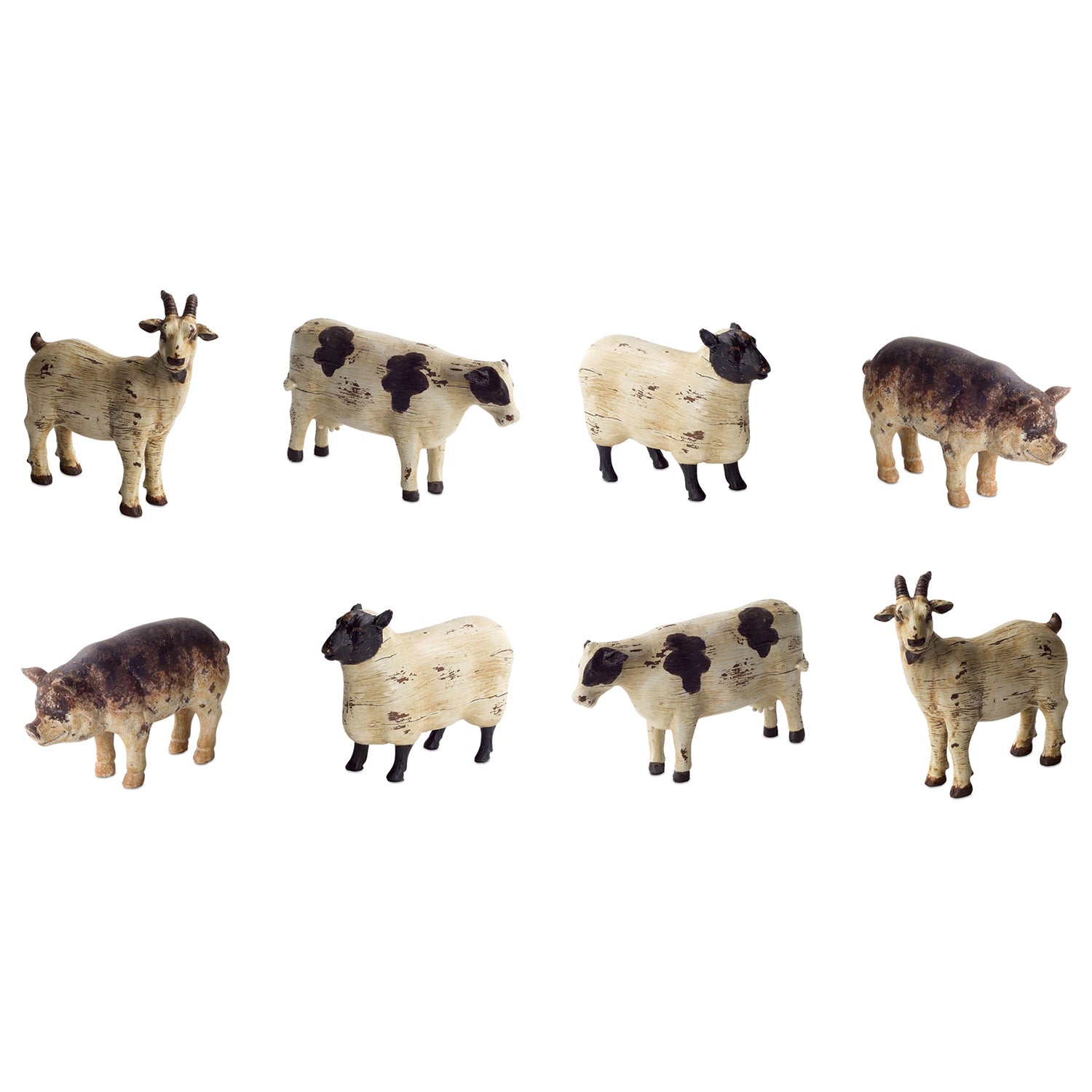 Rustic Farm Animal Figurine Set of 8