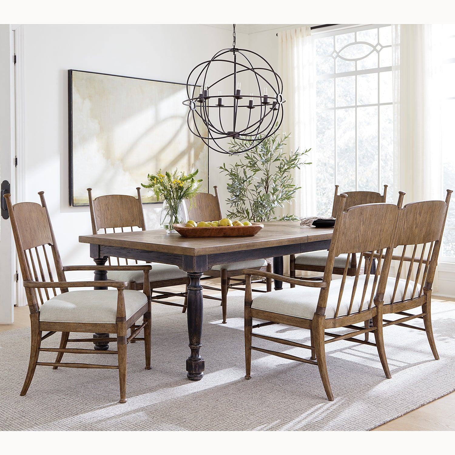 Hooker Furniture Americana Upholstered Seat Arm Chair Set of 2