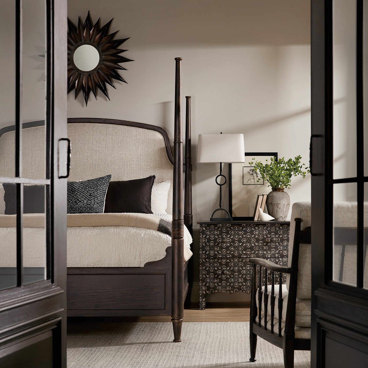 Hooker Furniture Americana Upholstered Poster Bed