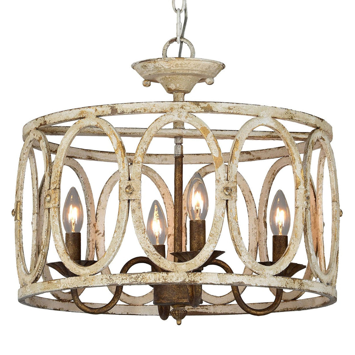 Forty West Sophie Semi-Flush/Convertible, Antique Gold Metal semi-flush ceiling light, front view