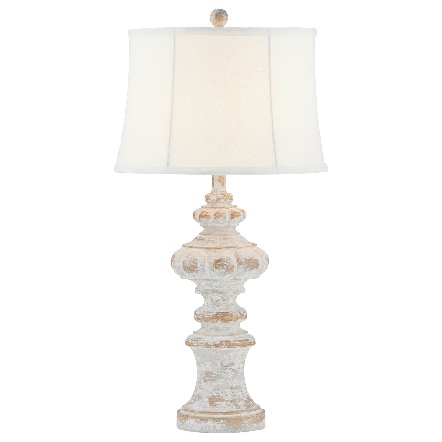 Forty West Mara Table Lamp set of 2 in distressed gray resin with tapered linen shade, front view