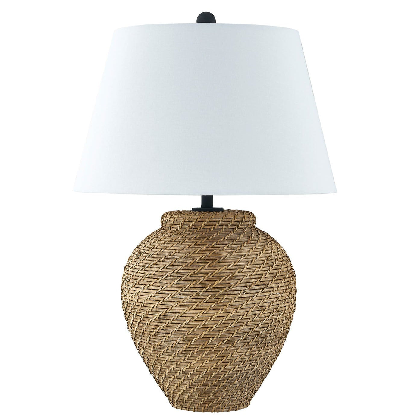 Forty West Canton Table Lamp, Natural Brown Rattan, front view