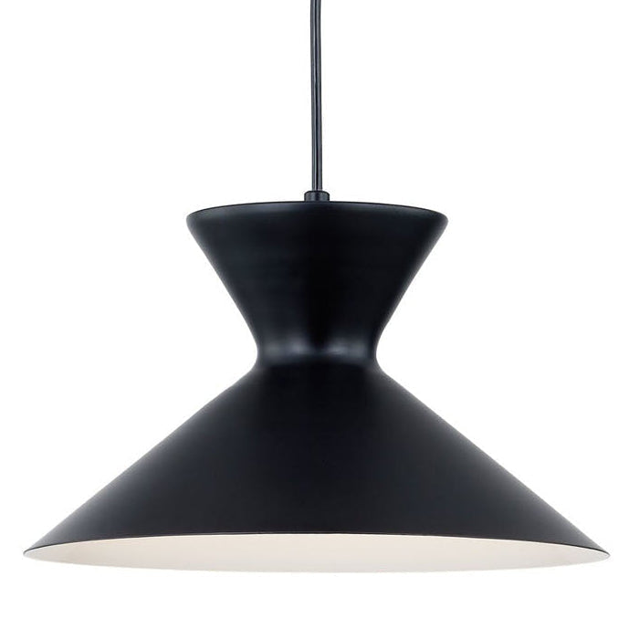 Forty West Jeremiah pendant with matte black metal dome shade, front view