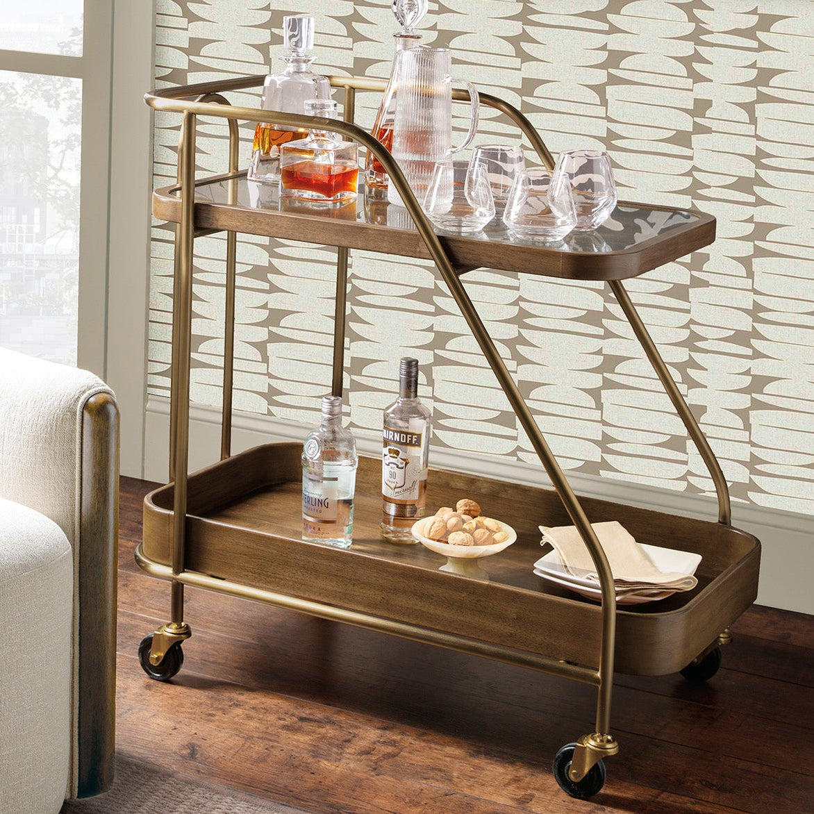 Hooker Furniture Commerce and Market Walnut Wine and Bar Cart