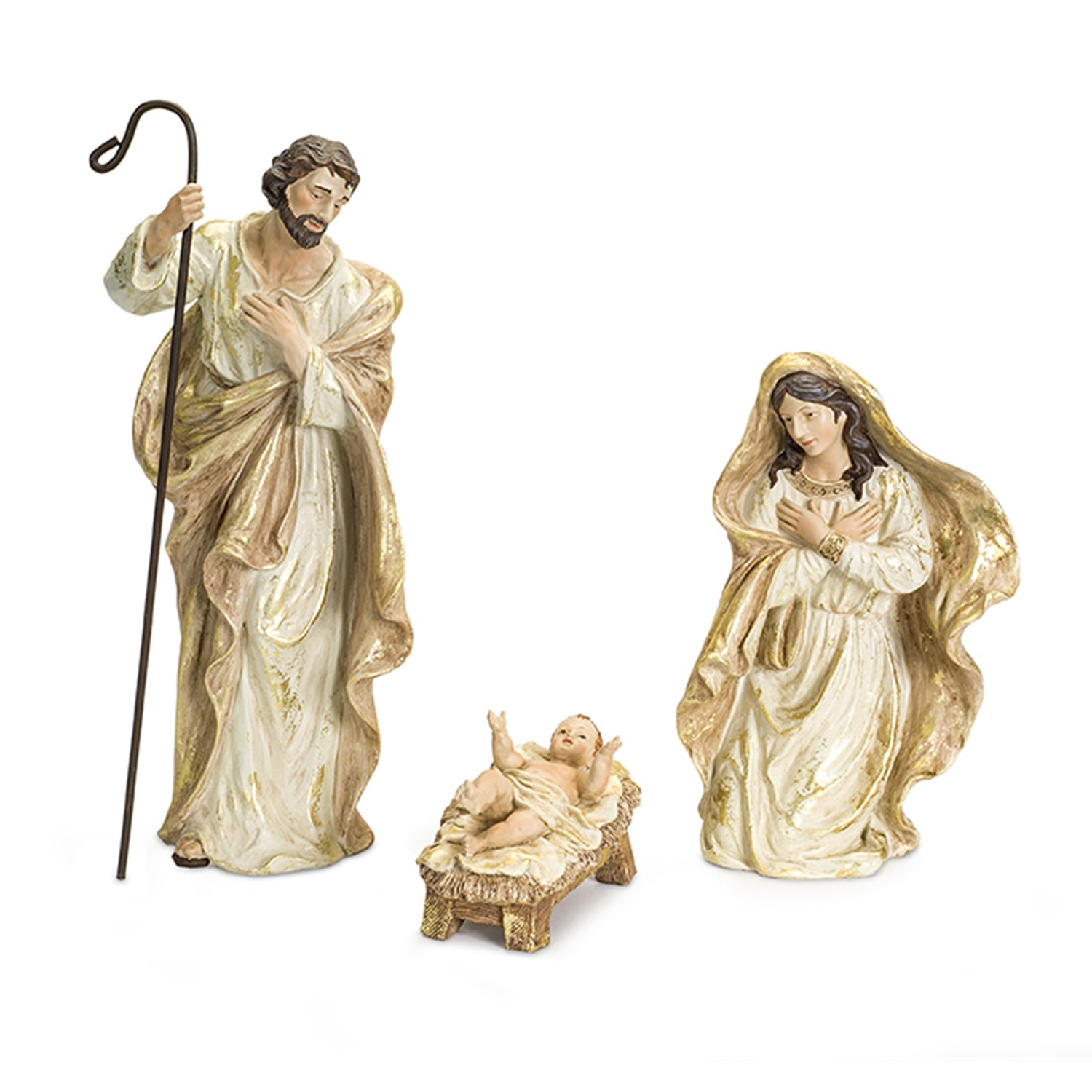 Nativity Holy Family Figurines Gold Set of 3
