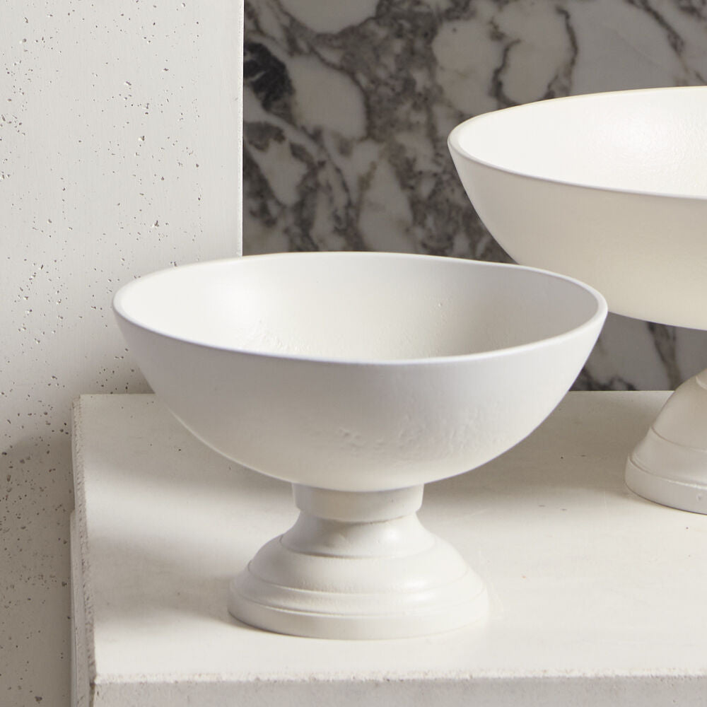 White Oscar Bowl part of a curated tabletop arrangement