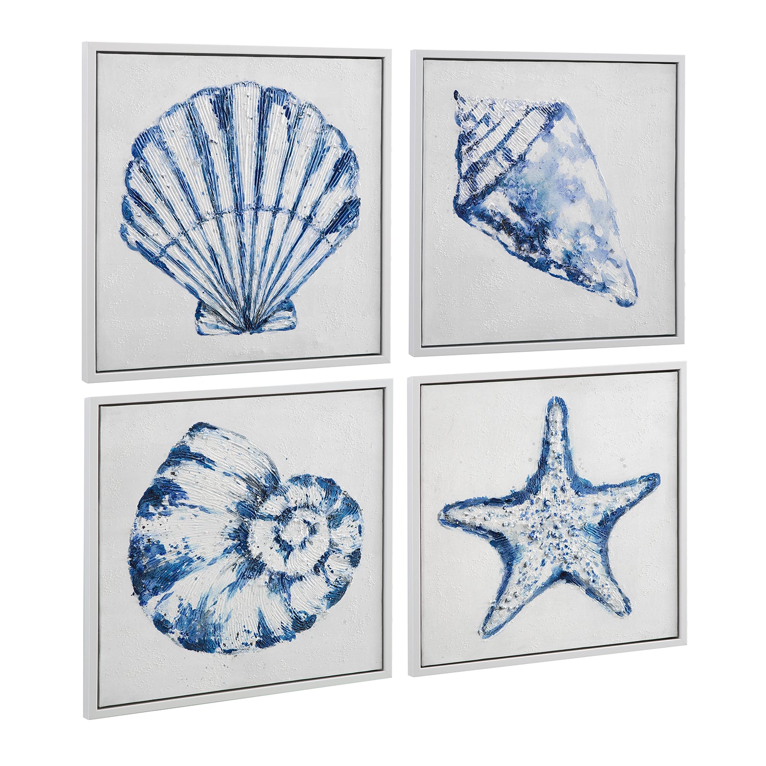 Bassett Mirror Shells Framed Canvas Art Set of 4