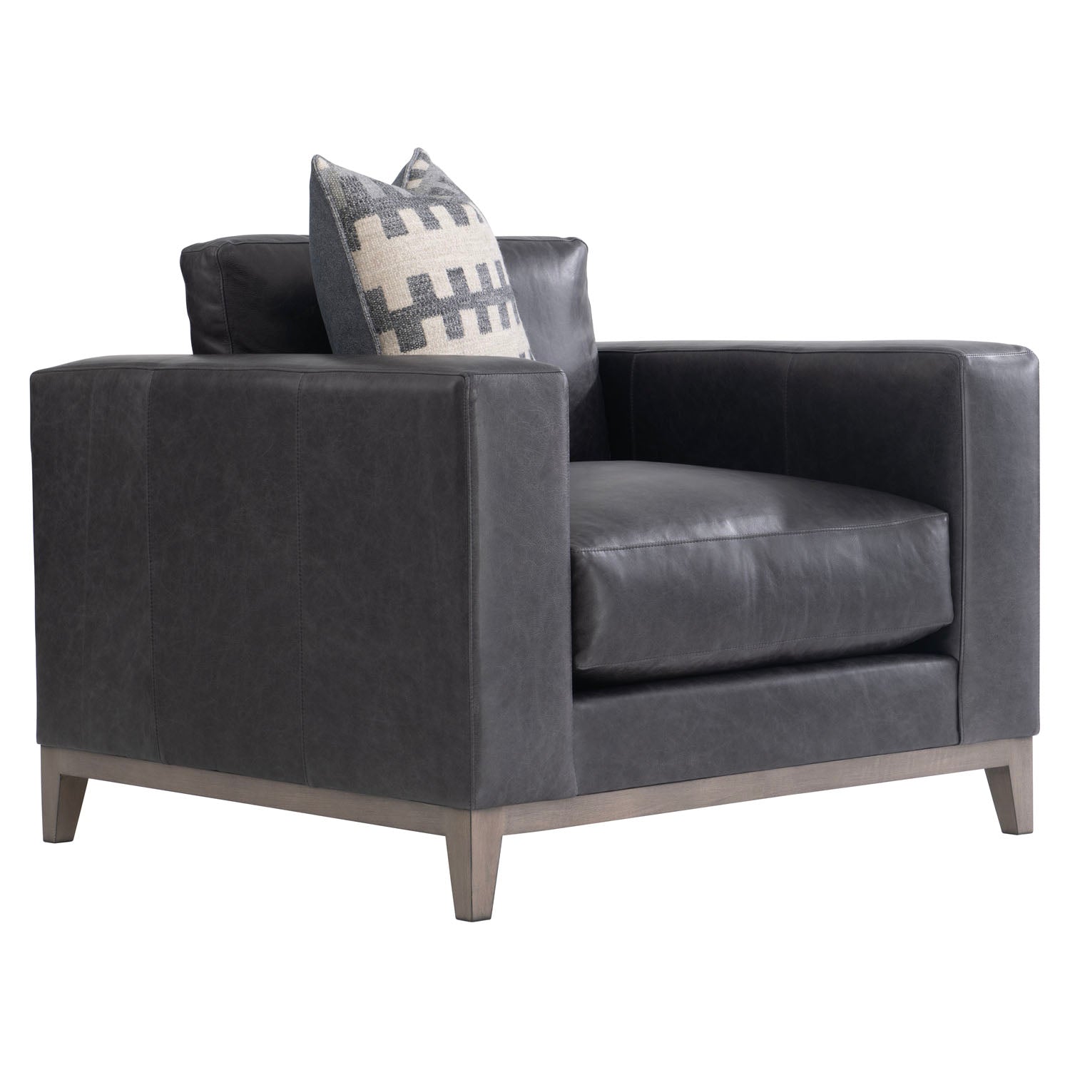 Noel Leather Chair in Grey, side profile