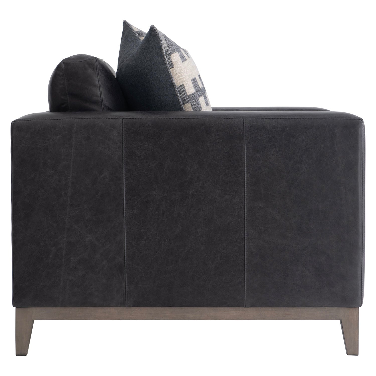 Noel Leather Chair in Grey, shown to scale
