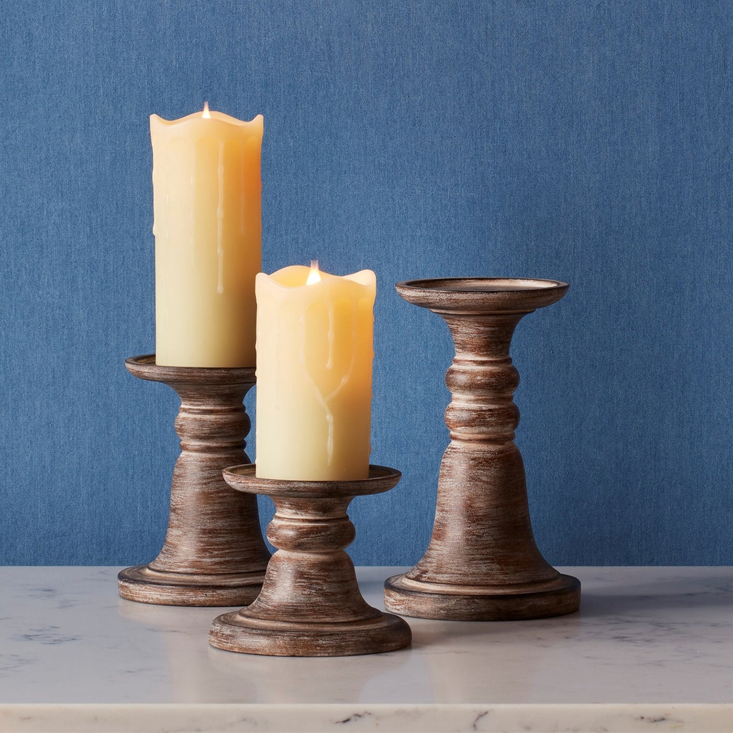 Traditional Stone Candle Holder Set of 3